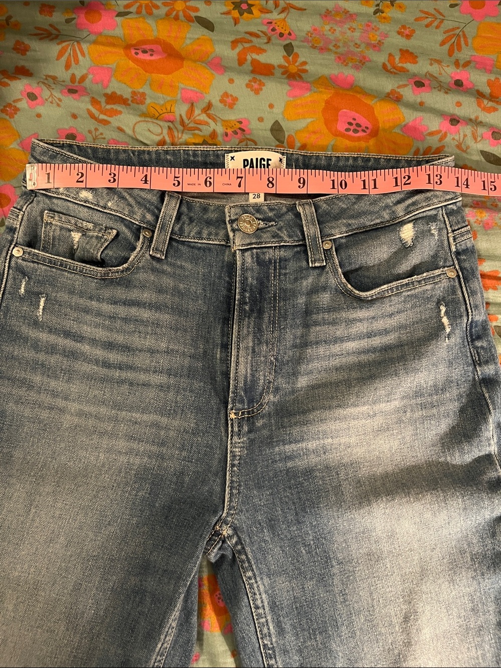 PAIGE Women’s Faded Blue Slim Straight Jeans